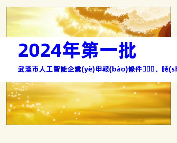 2024年第一批武漢市人工智能企業(yè)申報(bào)條件、時(shí)間及材料